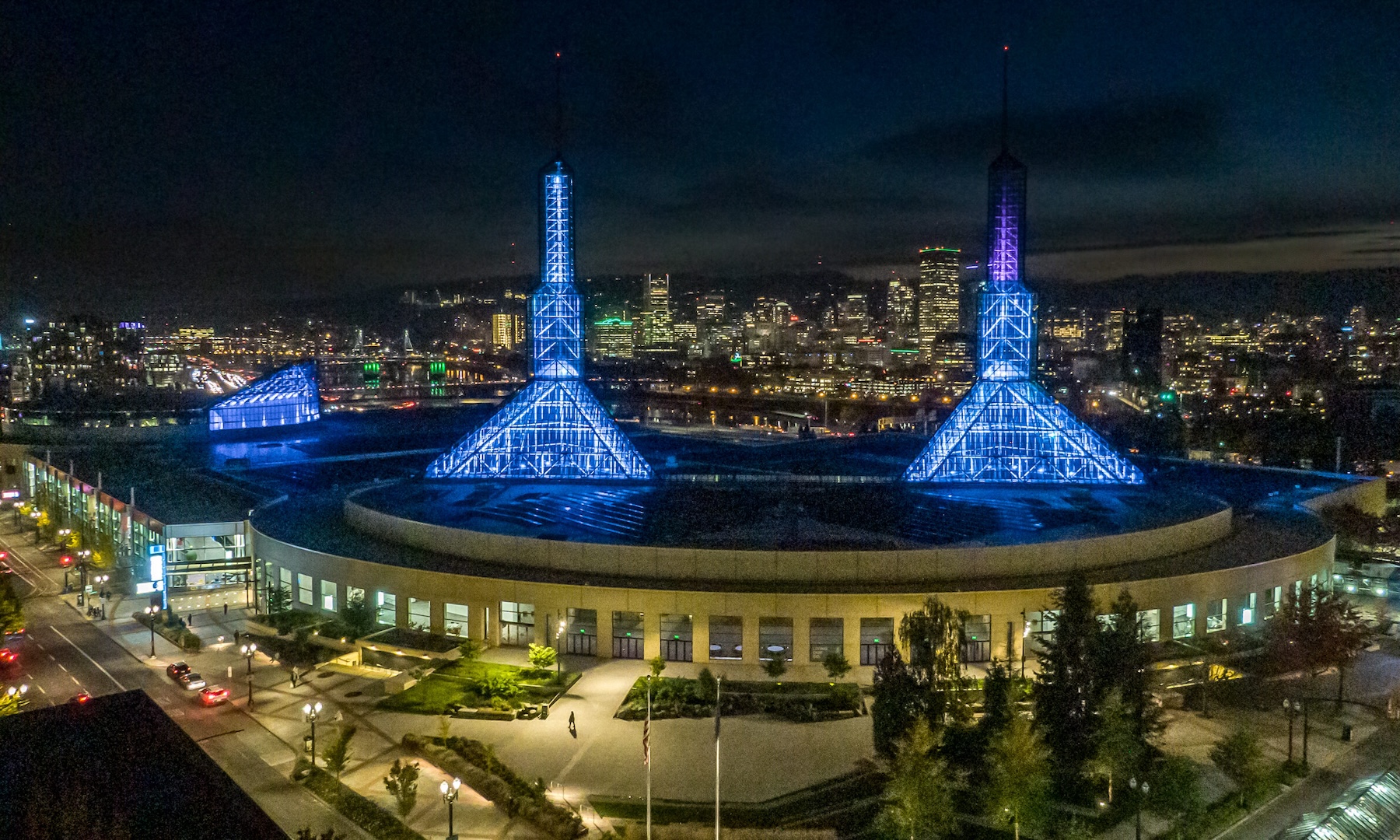 Oregon Convention Center at night