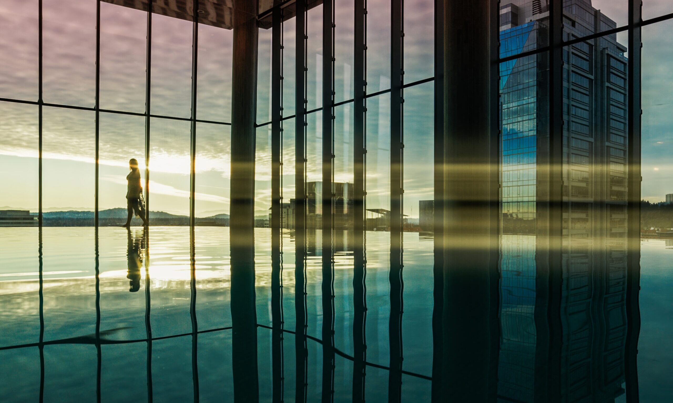 A view out the window from the infinity pool at the Ritz